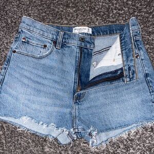 Abercrombie & Fitch Light Blue Frayed Jean Shorts